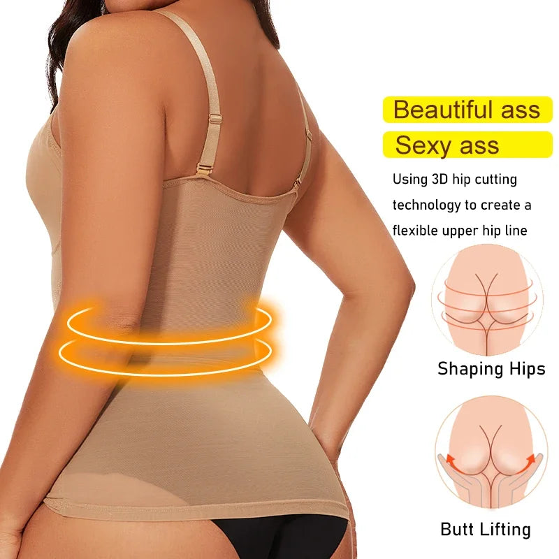 MISSMOLY Women Built in bra Shapewear Camisole Tummy Control Body Shaper Slimming Underwear Compression Corset Bustier Tank Tops